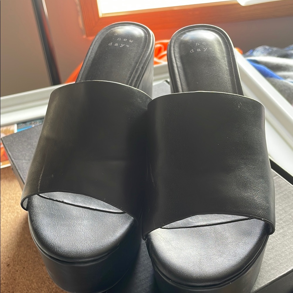 A New Day Women's Black Slide Sandals